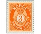 Norway Used NK 239   Posthorn and Lion III (no wmk) 3 Øre Dark orange