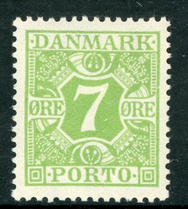 Denmark 1927 Postage Due 7 Ore Apple Green Scott #J13 MNH B368