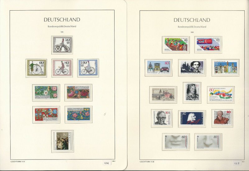 Germany Stamp Collection on 24 Hingless Lighthouse Pages, 1985-1990, JFZ