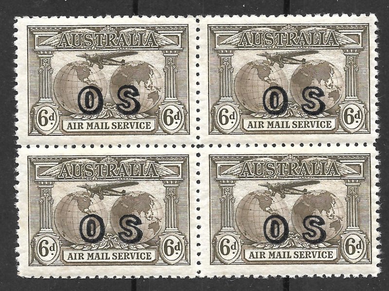 Doyle's_Stamps: MNH 1931 XF-S Australian Airmail Official Block of Stamps #CO1**