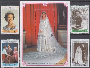 GRENADA GRENADINES Sc #934-8 CPL MNH SET of 4 + S/S, QUEEN E II 40th WEDDING ANN