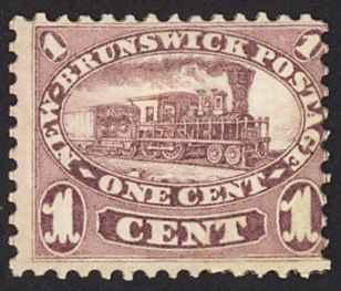 Canada New Brunswick Sc# 6 MH 1860 1¢ red lilac Locomotive