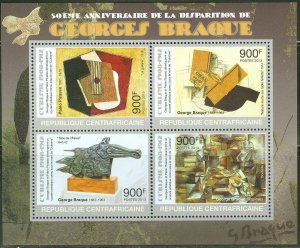 CENTRAL  AFRICA 2013 50th MEMORIAL ANNIVERSARY GEORGES BRAQUE SHEET  MINT  NH