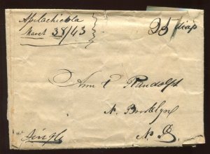 March 3 1843 Apalachicola Florida Manuscript Stampless Cover (ASCC $400) LV6507