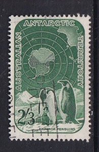 Australia Antarctic Territory   #L5  used   1957 penguins and map 2sh3p