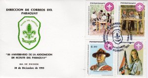 Paraguay 1993 80th.Ann.Scouting set (4) F.D.C.Sc.# 2465-2468