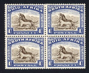 South Africa 1947-54 SG.120 1s brown and chalky blue block of 4 UM cat 22 pounds