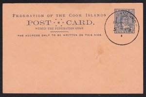 COOK IS 1902 Makea 1d postcard CTO with Rarotonga cds......................A8708