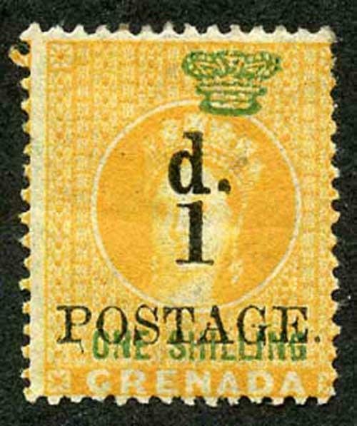 Grenada SG38 1d on 1/- Fresh M/M Cat 50 pounds