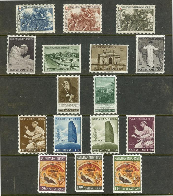 VATICAN 10 DIFFERENT COMPLETE SETS MNH VF