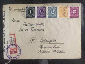 1946 Berlin Germany US Zone Censored Cover To Ostenfeld