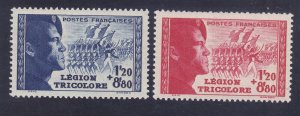 France B147-48 MNH OG 1942 Tricolor Legion Set Very Fine