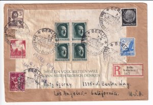 1937 Berlin, Germany to Los Angeles, Ca Registered Used Souvenir Sheet (66879)