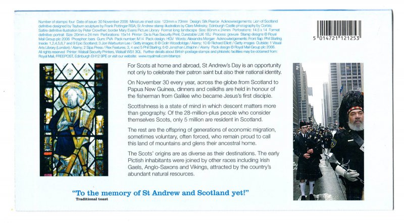 2006 Royal Mail Presentation Pack Celebrating Scotland Mint stamps MNH