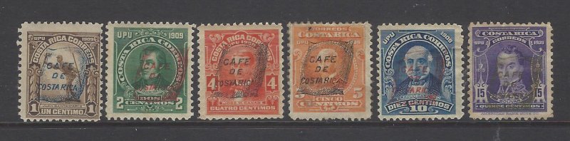 COSTA RICA OVERPRINTED 1921 CAFE de COSTA RICA, Sc 111C-111H MOG 1922