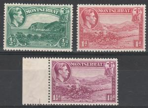 MONTSERRAT 1938 KGVI PICTORIAL 1/2D 1D 11/2D PERF 13