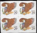 US #2595 Eagle & Shield, brown denomination. Block of 4