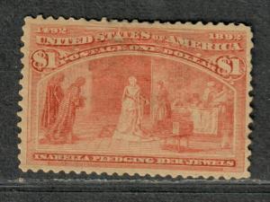 US Sc#241 M/H/VF-EF, $1 Columbian, Small Repair Top Center, Cv. $1000