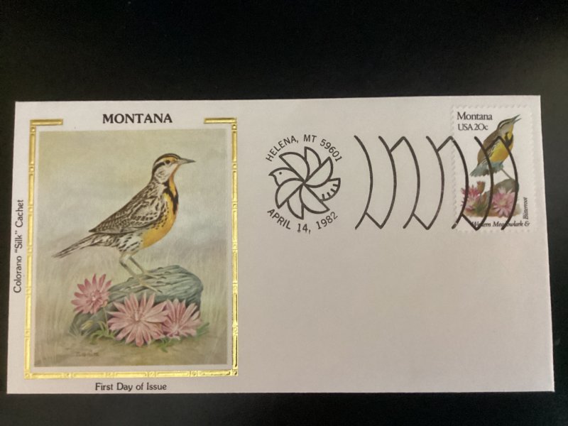 US Scott #1978 Montana FDC unaddressed Colorano Silk West Meadowlark Bitterroot