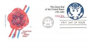 US FIRST DAY COVER GREAT SEAL OF THE UNITED STATES STAMPED HOUSE OF FARNHAM 1982