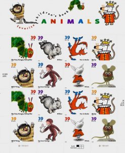 2006 39c Children's Book Animals, Sheet of 16 Scott 3987-94 Mint F/VF NH