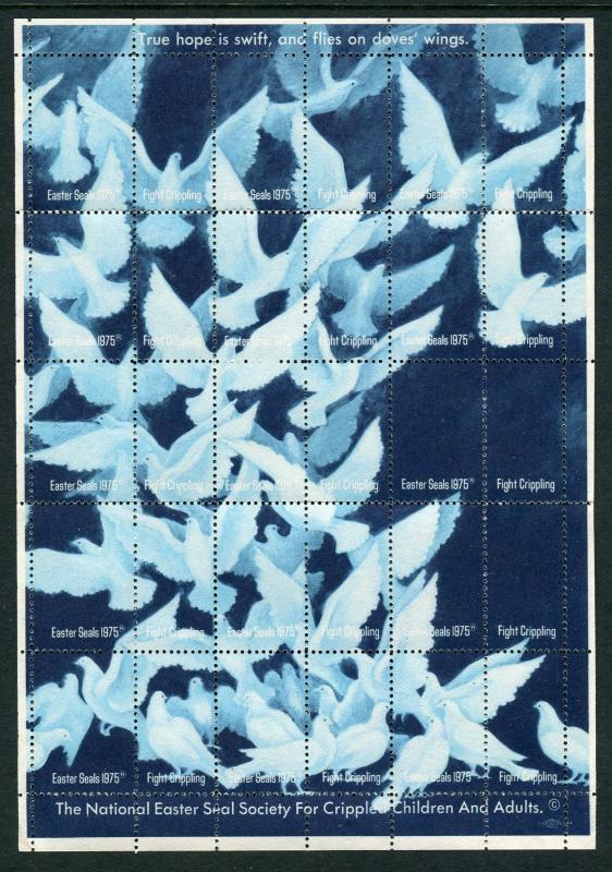 NATIONAL EASTER SEAL SOCIETY - MNH SHEET OF THIRTY DATED 1975