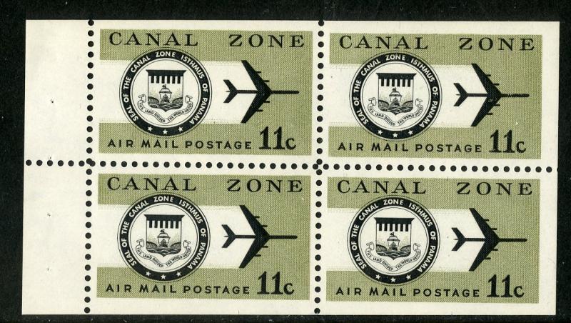 CANAL ZONE C49a MH BLOCK/4 SCV $3.50 BIN $1.50 COAT OF ARMS / AIRPLANE