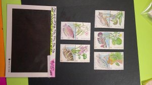 Malaysia 1999 Flowers/Fish Scott# 710a-718a (5 Pairs) Mint XF NH CPL set