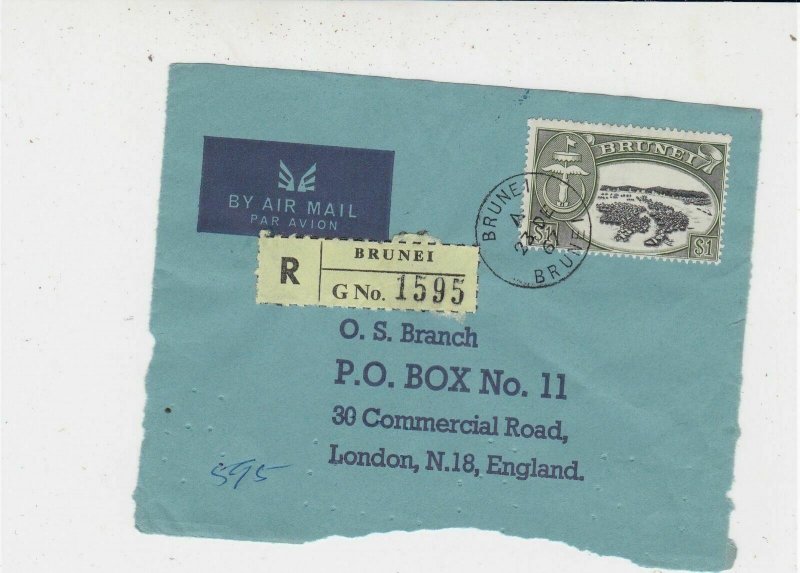 Brunei 1967 Airmail Registered Brunei Stamps Cover FRONT Ref 33230