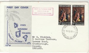 Tokelau Islands 1969 1st outgoing Mail Slogan Xmas Stamps FDC Cover Ref 28558