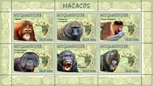 MOZAMBIQUE - 2007 - Apes - Perf 6v Sheet - Mint Never Hinged