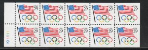 ALLY'S STAMPS US Scott #2528a 29c Flag & Olympic Rings B/P [10] MNH [BP-33a]