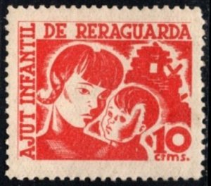 1937 Spain Civil War Charity Poster Stamp 10 Cent Ajut Infantil de Rereguarda