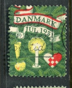 DENMARK; 1951 early Local Christmas Stamp fine used value