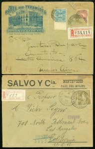 EDW1949SELL : URUGUAY 3 Better Early covers including Bisect on Registered cover