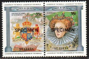 St. Lucia Sc #635 MNH pair with 'SPECIMEN' overprint