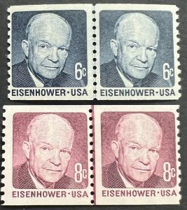 Scott#: 1401, 1402 - Dwight D. Eisenhower 6¢ 1970 BEP Line Pair MNHOG - Lot 9