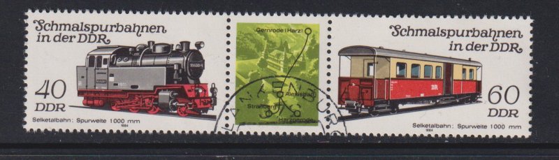 German Democratic Republic  #2406  cancelled 1984  railroad pair and label