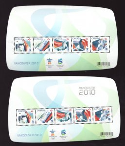 2009 / 2010 - #2299 & 2299f Souvenir Sheets - Vancouver Winter Olympics - cv$33+