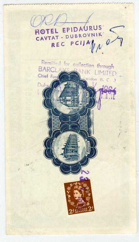 Great Britain Stamps Cancelled Travelers Check Used as Revenue 1964