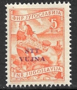 YUGOSLAVIA TRIESTE ZONE B 1954 5d FISHING Issue Sc 90 MNH