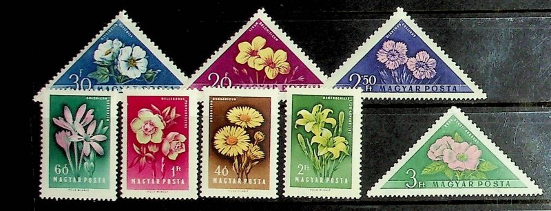 HUNGARY Sc 1195-1302 NH ISSUE OF 1958 - FLOWERS