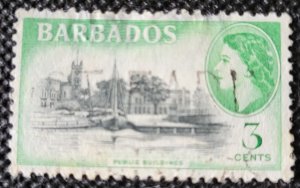 Barbados, 1953-57, Public Bldg. & QE II, #237, used, SCV$1.10