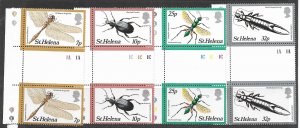 St. Helena 364-7 MNH Insects cpl. set X 14 sets, VF 2022 CV 23.10