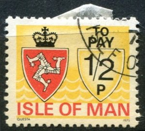 Isle of Man Sc#J9 Used, ½p lem & multi, Coat of Arms 1975 (1975)