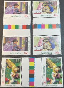 AUSTRALIA # 1303-1305-MINT NEVER/HINGED---COMPLETE SET OF GUTTER PAIRS---1992