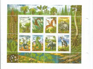 UZBEKISTAN - 1999 - Prehistoric Animals - Perf 8v Sheet - M L H