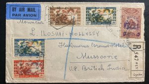 1946 Beirut Lebanon Airmail Registered Cover To Mussoorie India