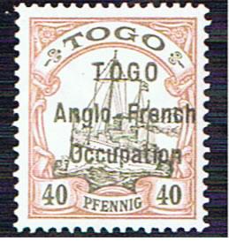 TOGO ANGLO FRENCH OCCUPATION 40pf SG H7 WITH CERT