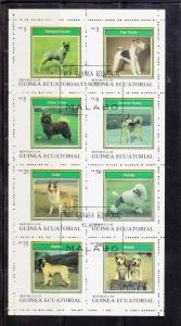 Equatorial Guinea, Sheet of Dog Stamps, Cto